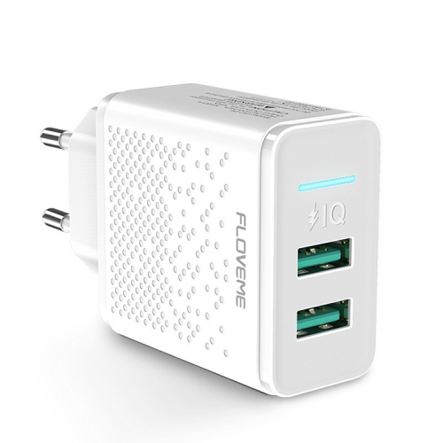 

FLOVEME 5V 2.4A Dual USB Travel Wall Charger Power Plug Adapter, EU Plug(White)