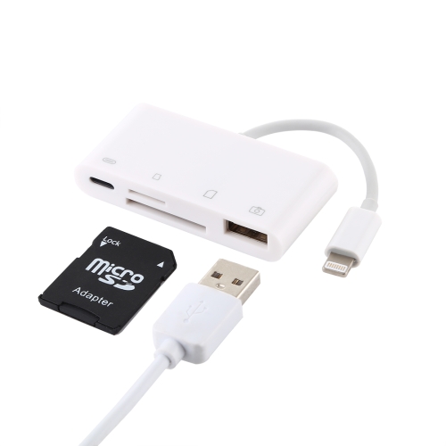 

NK-108L 8 Pin to USB + TF Card + SD Card Camera Reader Adapter, Compatible with IOS 9.1 and Above Systems