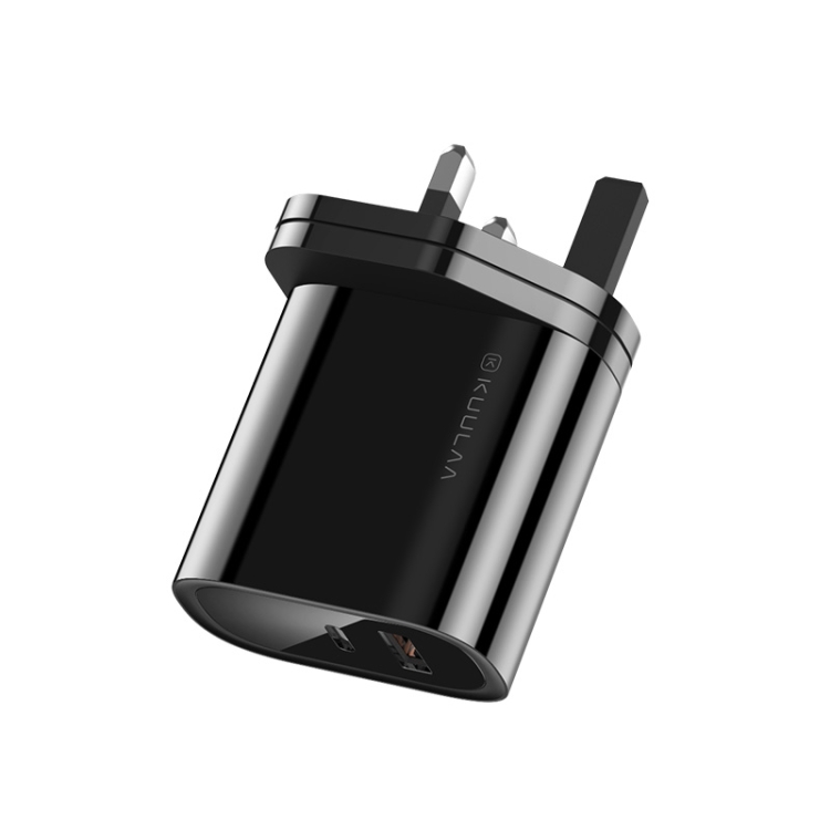 

KUULAA KL-CD12 36W Type-C / USB-C + USB QC3.0 Portable Quick Charging Travel Charger Power Adapter, UK Plug (Black)