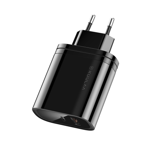 

KUULAA KL-CD12 36W Type-C / USB-C + USB QC3.0 Portable Quick Charging Travel Charger Power Adapter, EU Plug(Black)