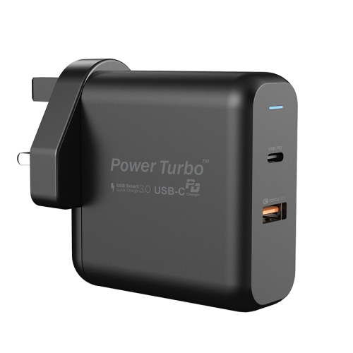 

WIWU PT6021 Type-C / USB-C 2 in 1 Universal Quick Charging Travel Charger Power Adapter, UK Plug(Black)