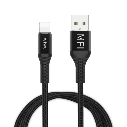 

WIWU MFI WP202 1.2m 2.4A USB to 8 Pin Gear Data Sync Charging Cable (Black)