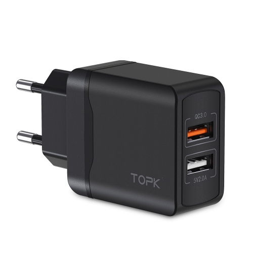 

TOPK B244Q 28W QC3.0 Quick Charging Dual USB Charger Travel Adapter(Black)