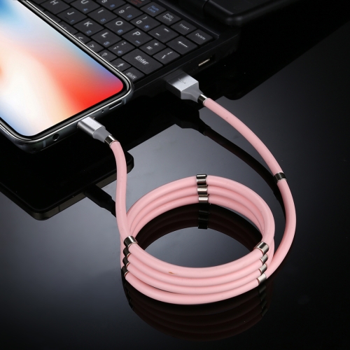 

USB to 8 Pin Luminous Magnetic Attraction Data Cable, Length: 1m(Pink)