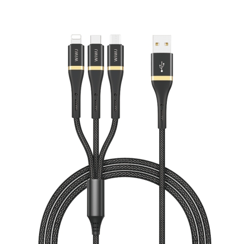 

WIWU Elite Series ED-104 3 in 1 2.4A USB to 8 Pin + USB-C / Type-C + Micro USB Interface Nylon Braided Fast Charging Data Cable, Cable Length: 1.2m