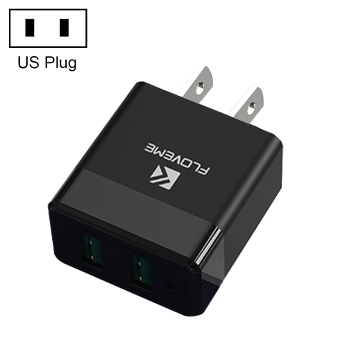 

FLOVEME YXF205704 AE-FLM Dual-Port USB Charger Adapter, US Plug (Black)