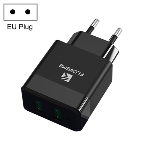 

FLOVEME YXF205704 AE-FLM Dual-Port USB Charger Adapter, EU Plug (Black)