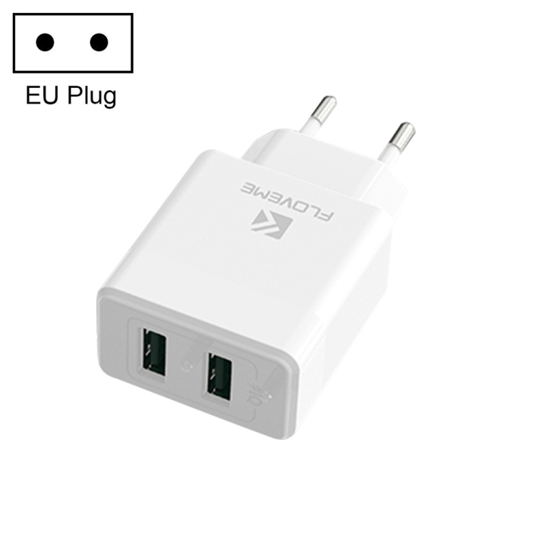 

FLOVEME YXF205704 AE-FLM Dual-Port USB Charger Adapter, EU Plug (White)