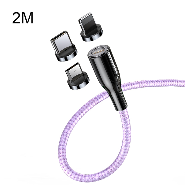 

CAFELE Zhen Magnetic Series 3 in 1 USB to 8 Pin + Micro USB + USB-C / Type-C Round Head Magnetic Suction Fast Charging Data Cable Line Length: 2m(Pink)