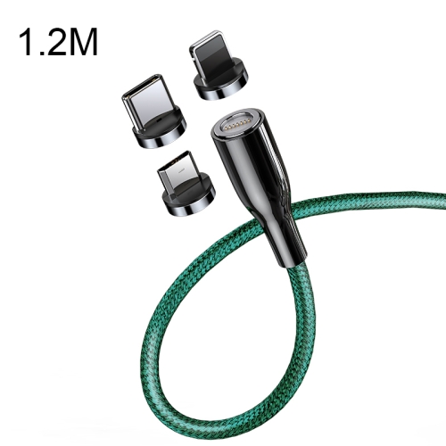 

CAFELE Zhen Magnetic Series Micro 3 in 1 USB to 8 Pin + Micro USB + USB-C / Type-C Round Head Magnetic Suction Fast Charging Data Cable Line Length: 1.2m(Green)
