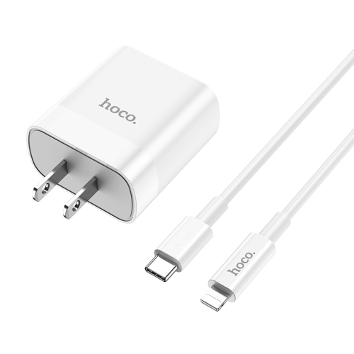 

Hoco C80 Rapido 18W PD + QC3.0 Fast Charging USB Travel Charger Power Adapter with Type-C to 8 Pin Cable, US Plug