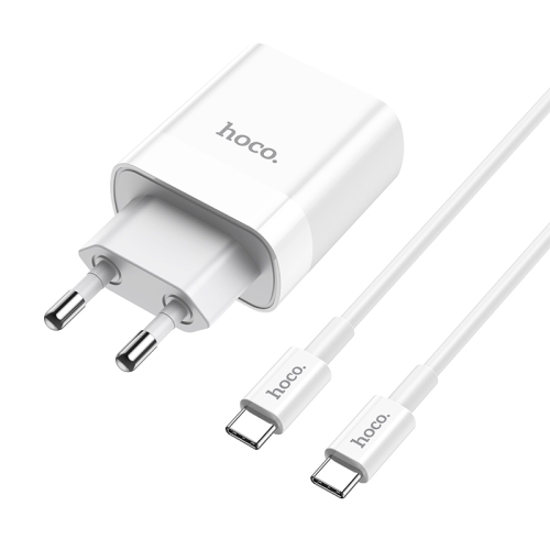 

Hoco C80A Rapido 18W PD + QC3.0 Fast Charging USB Travel Charger Power Adapter with Type-C to Type-C Cable, EU Plug