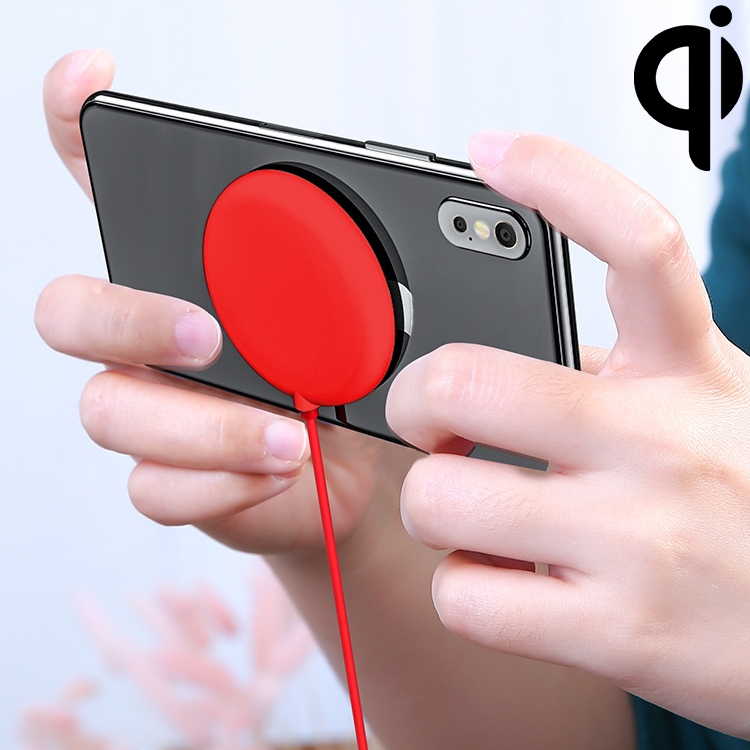 

W1 5W Portable Suction Cup Mobile Phone Fast Charging Wireless Charger, Suitable for iPhone 8 / X, Length:1m (Red)