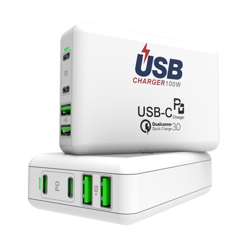 

PD 100W Max 2 x USB + 2 x USB-C / Type-C Ports Desktop Charger 100V-240V