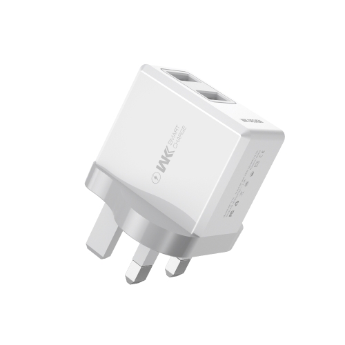 

WK WP-U60 2.1A Suda Series Dual USB Travel Charger Power Adapter, UK Plug (White)