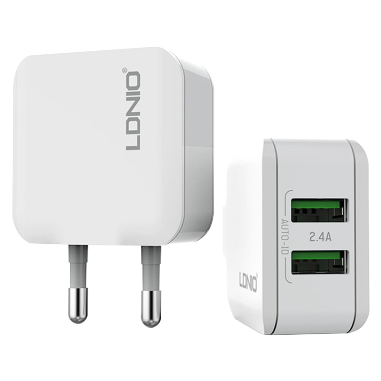 

LDNIO A2201 2.4A Dual USB Charging Head Travel Direct Charge Mobile Phone Adapter Charger With Type-C Data Cable (EU Plug)