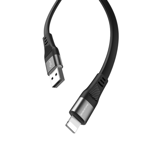 

Borofone BU18 1.2m 2.4A USB to 8 Pin Crown Silicone Charging Data Cable(Black)