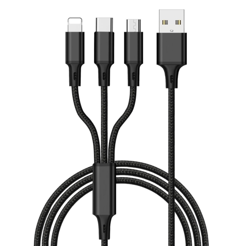 

WIWU YZ-108 3 In 1 Multi-function 8 Pin + Micro USB + Type-C / USB-C Charging Cable, Length: 1.2m