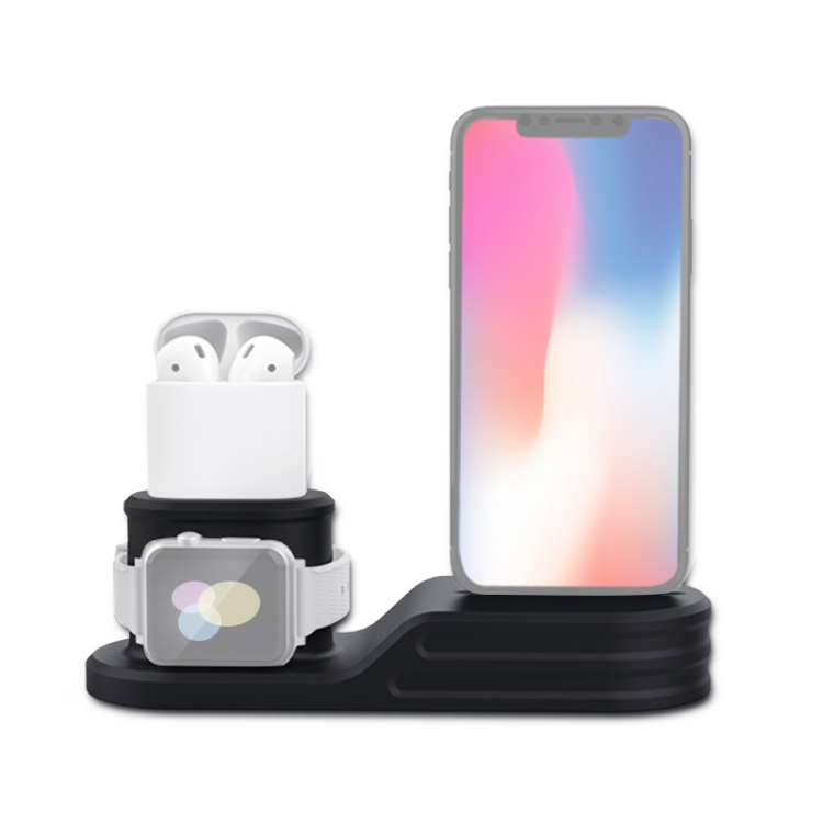 

OHA1039 3 in 1 Multifunctional Silicone Mobile Phone Charging Holder Base for iPhone & Apple Watch & AirPods 1 / 2