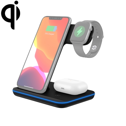 

Z5A QI Vertical Magnetic Wireless Charger for Mobile Phones & Apple Watches & AirPods / Samsung Galaxy Buds / Huawei Free Buds, with Touch Ring Light (Black)