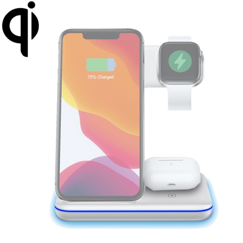 

Z5A QI Vertical Magnetic Wireless Charger for Mobile Phones & Apple Watches & AirPods / Samsung Galaxy Buds / Huawei Free Buds, with Touch Ring Light (White)