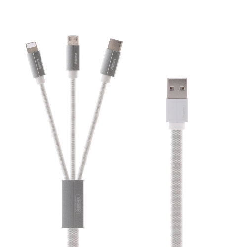 

REMAX RC-094TH 1m 2.4A 3 in 1 USB to 8 Pin & USB-C / Type-C & Micro USB Fast Charging Data Cable(White)