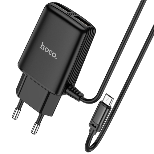 

Hoco C82A Yuedian 2.4A Dual USB Charger Travel Charger with Micro USB Interface Cable, Length: 1m, EU Plug (Black)