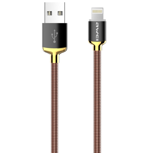 

awei CL-25 0.3m 2.4A USB to 8 Pin Metal Fast Charging Cable(Gold)