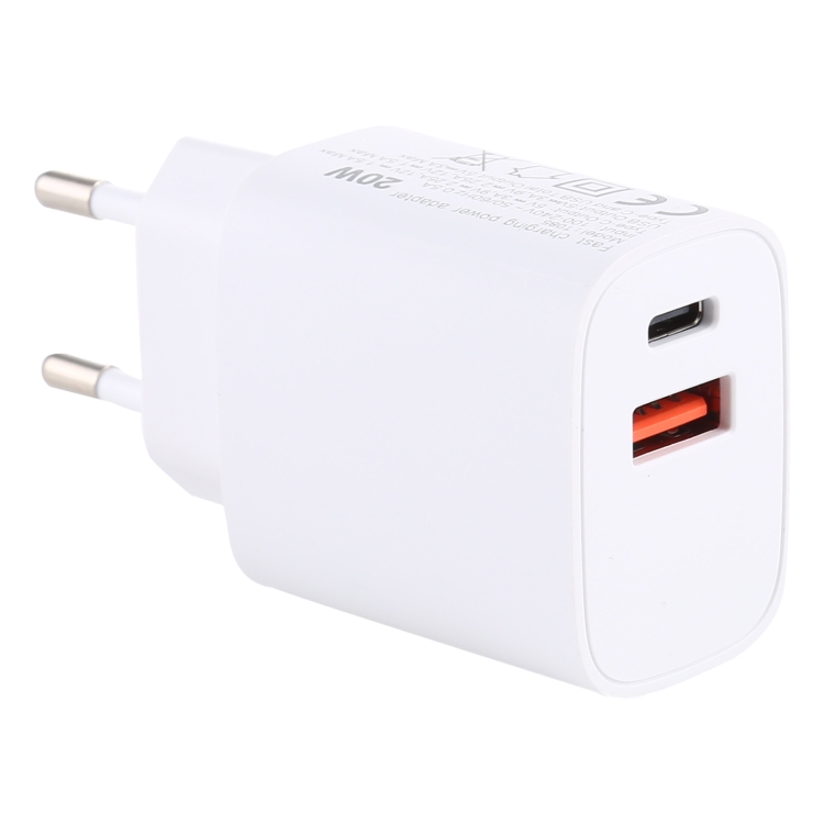 

T085 20W USB + Type-C Fast Charging Travel Power Adapter, EU Plug