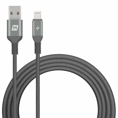 

MOMAX DL13D 2.4A USB to 8 Pin MFi Certified Elite Link Nylon Braided Data Cable, Cable Length: 2m(Dark Gray)