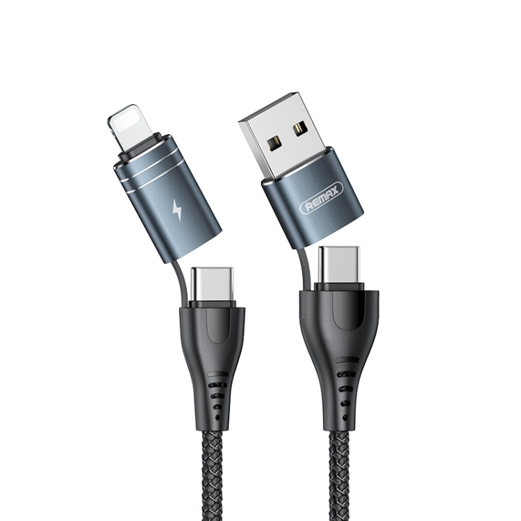 

REMAX RC-164 4 in 1 USB + USB-C / Type-C to 8 Pin + USB-C / Type-C Fast Charging Data Cable, Cable Length: 1m(Black)