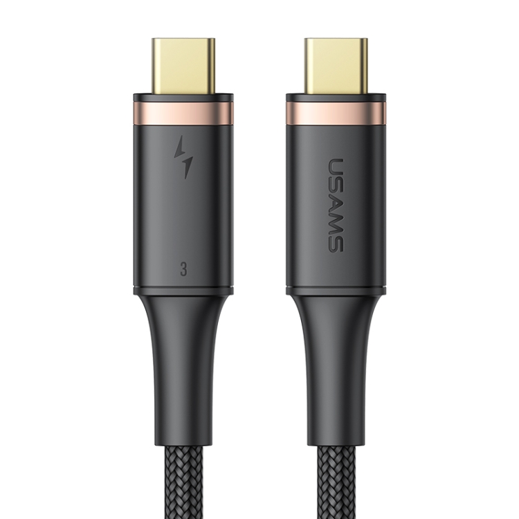 

USAMS SJ514 U72 100W 5A USB-C / Type-C to USB-C / Type-C Thunderbolt 3 Data Cable, Length: 0.8m (Black)