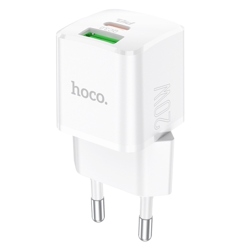 

hoco N20 PD 20W Type-C / USB-C + QC 3.0 USB Mini Dual Fast Charger, EU Plug(White)