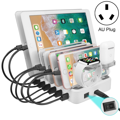 

PW018 60W QC 3.0 USB + 5 USB Ports Smart Charger with Detachable Bracket, AU Plug