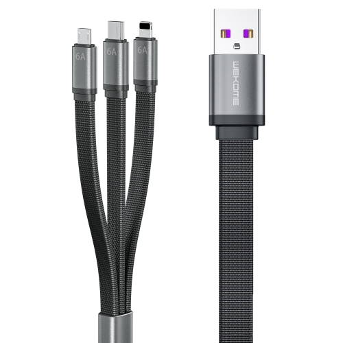 

WK WDC-157th 3 In 1 8 Pin + Type-C / USB-C + Micro USB Fast Charging Cable, Length: 1.5m(Black)