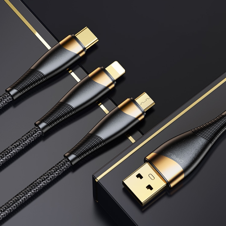 

CAFELE 3 in 1 8 Pin + Micro USB + Type-C / USB-C Telescopic Charging Cable, Length: 1.68m