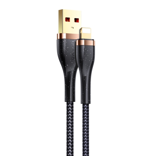 

USAMS US-SJ487 U64 2A USB to 8 Pin Aluminum Alloy Data Cable, Length: 1.2m (Black)