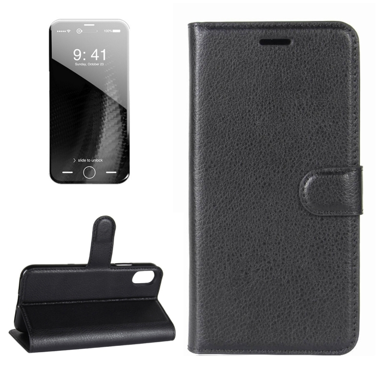 

For iPhone X / XS Litchi Texture Horizontal Flip Leather Case with Holder & Card Slots & Wallet(Black)
