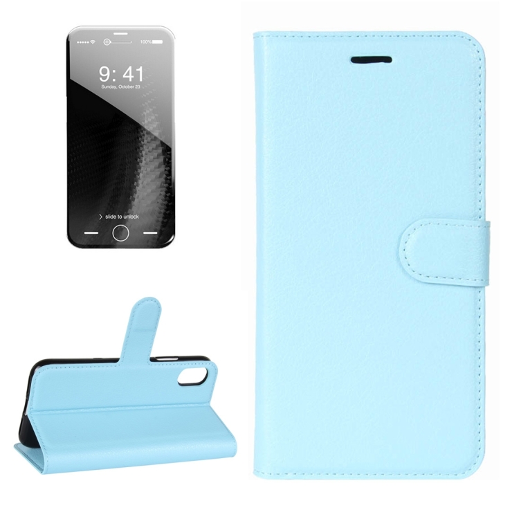 

For iPhone X / XS Litchi Texture Horizontal Flip Leather Case with Holder & Card Slots & Wallet(Blue)