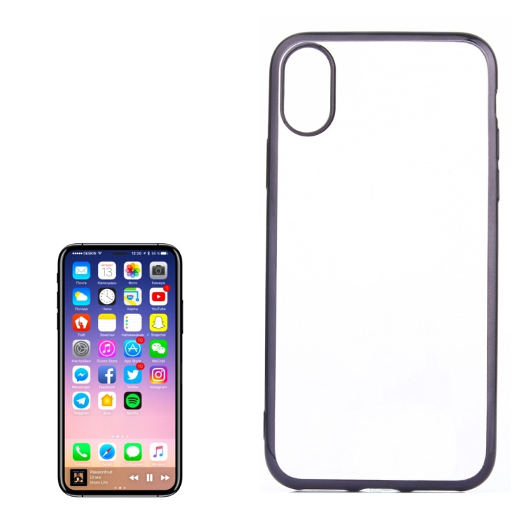 

For iPhone X / XS Electroplating Side TPU Protective Back Cover Case(Black)