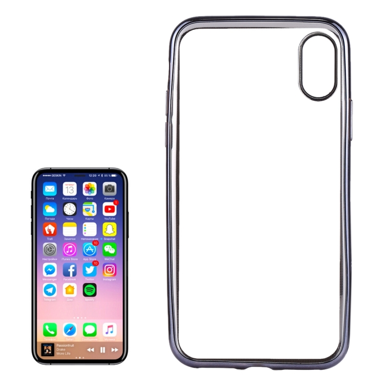 

For iPhone X / XS Electroplating Side TPU Protective Back Cover Case(Grey)