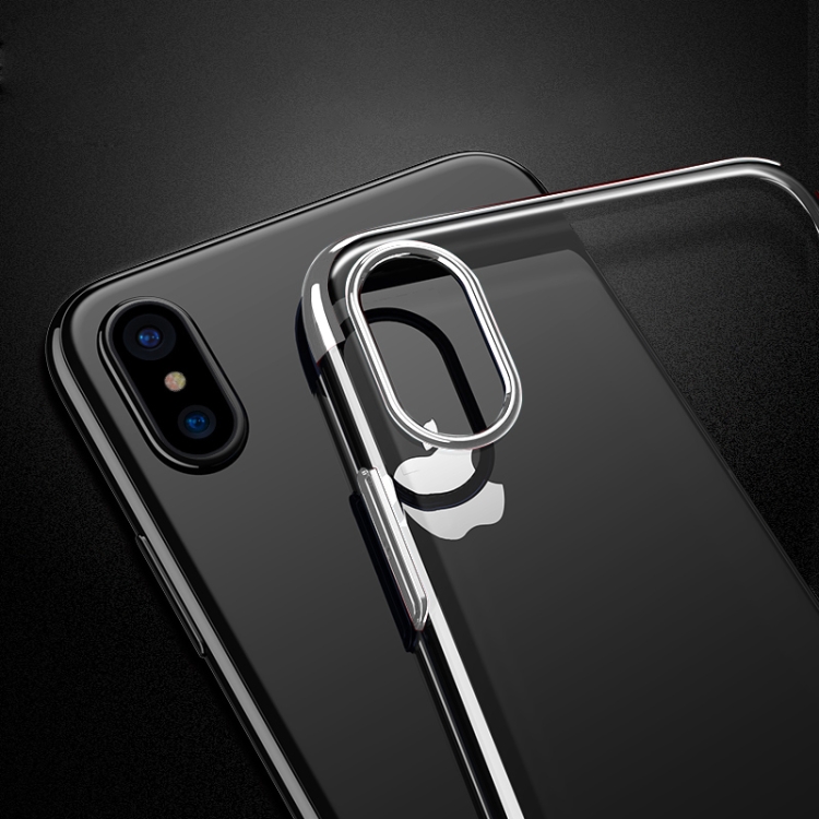 

For iPhone X / XS Three Sections Electroplating Side TPU Protective Back Cover Case (Silver)