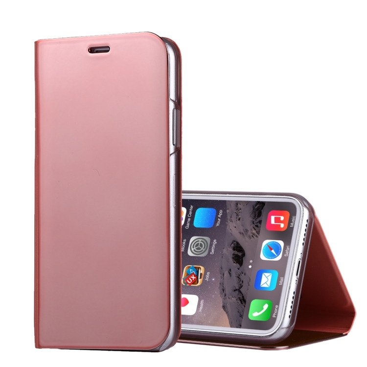 

For iPhone X / XS Electroplating Mirror Horizontal Flip Leather Case with Holder(Rose Gold)