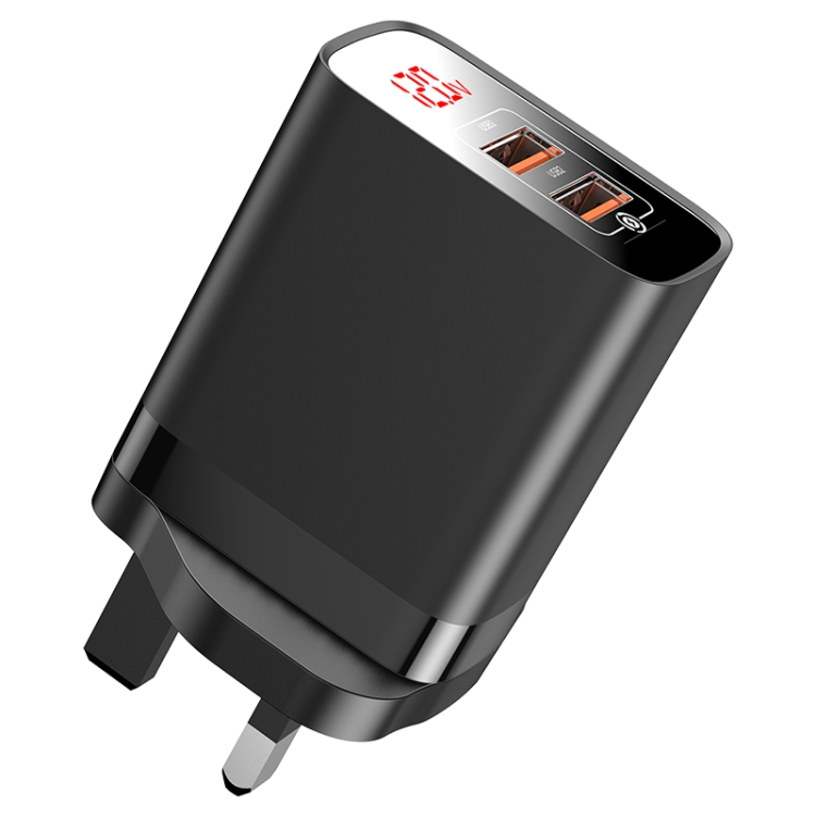 

Baseus Mirror Lake Series Dual QC 18W PPS Digital Display Quick Charger, A+A, UK Plug(Black)