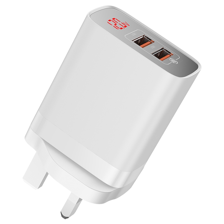

Baseus Mirror Lake Series Dual QC 18W PPS Digital Display Quick Charger, A+A, UK Plug(White)