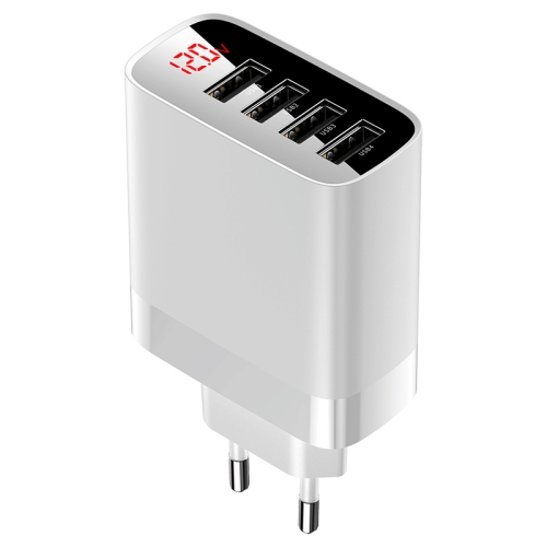 

Baseus Mirror Lake Series Digital Display 4 USB Travel Charger, 30W, EU Plug(White)