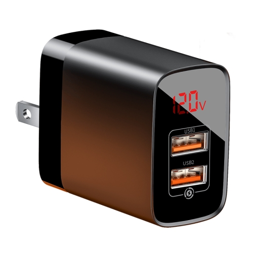 

Baseus Mirror Lake Series CCJMHA 18W Dual QC Digital Display Quick Charger, A+A, US Plug(Black)