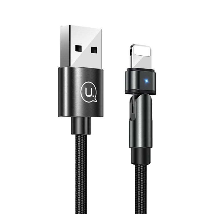 

USAMS US-SJ476 U60 8 Pin Rotatable Aluminum Alloy Charging Cable, Length: 1m (Black)