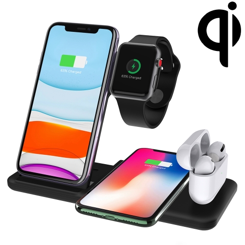 

Q20 4 In 1 Wireless Charger Charging Holder Stand Station For iPhone / Apple Watch / AirPods, Support Dual Phones Charging (Black)