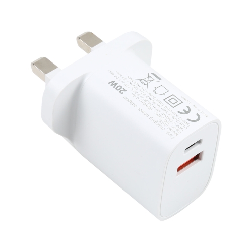 

E087 20W USB-C / Type-C + USB Ports Fast Charging Travel Charger, UK Plug